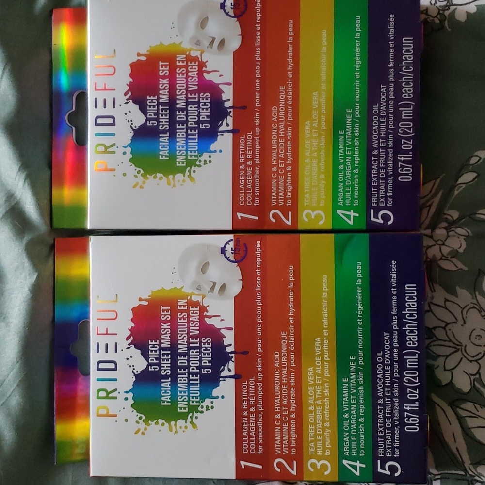 (2) Prideful Five Piece Facial Sheet Mask. NIP
